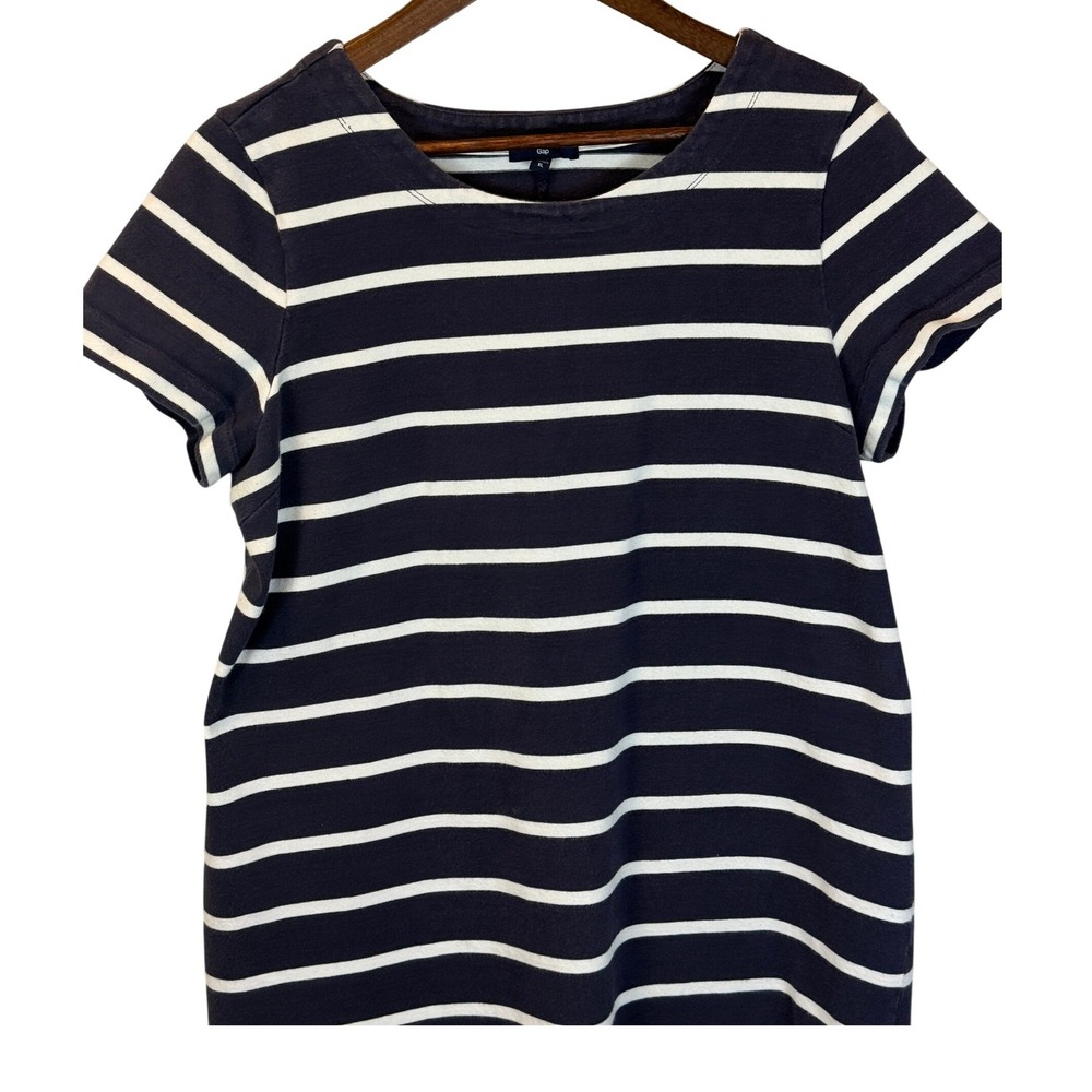 GAP Navy White Striped 100% Cotton T-Shirt Dress Spring 2012 Collection size XL
